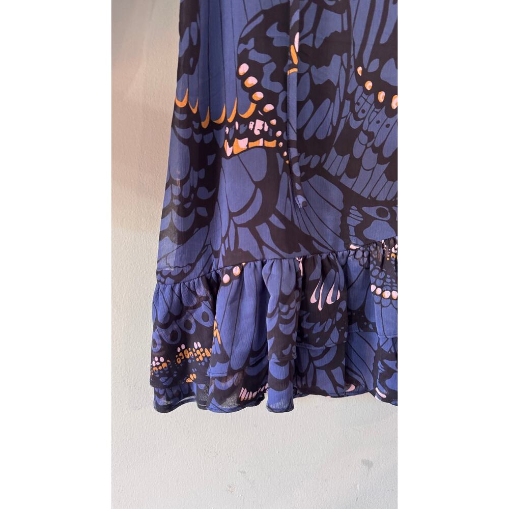 TED BAKER Pollei Ruffled Asymmetric Mini Long-sleeve Dress Size 0 Balloon Sleeve - Picture 8 of 11